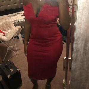 Red off the shoulder dress